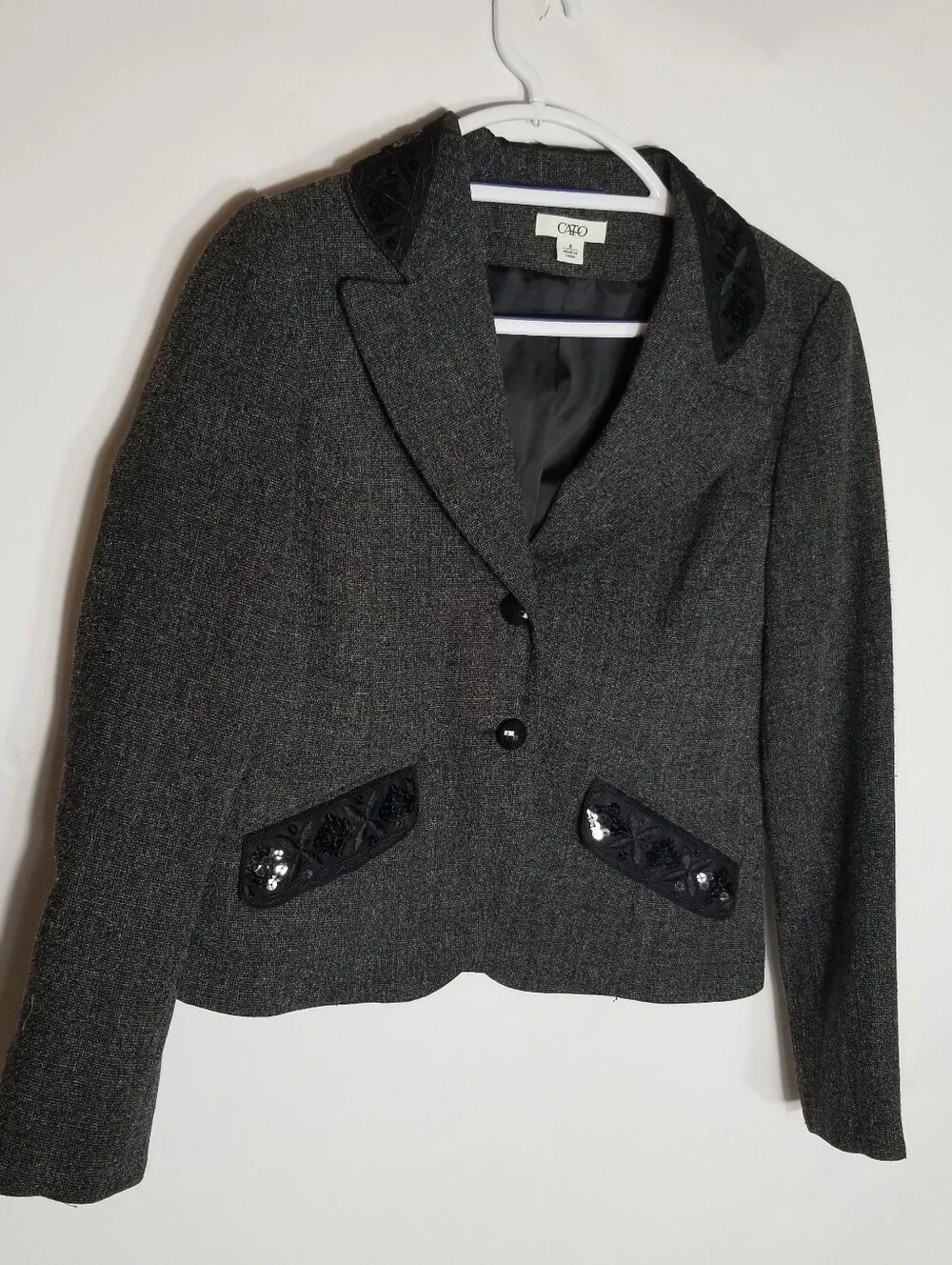 Cato Skirt Suit Women's 8 Sequin Detail Career Office Crop Jacket Skirt Set